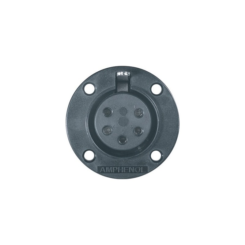 Presa da pannello di potenza serie AMPHENOL con flangia tonda in materiale termoplastico, 5 poli.