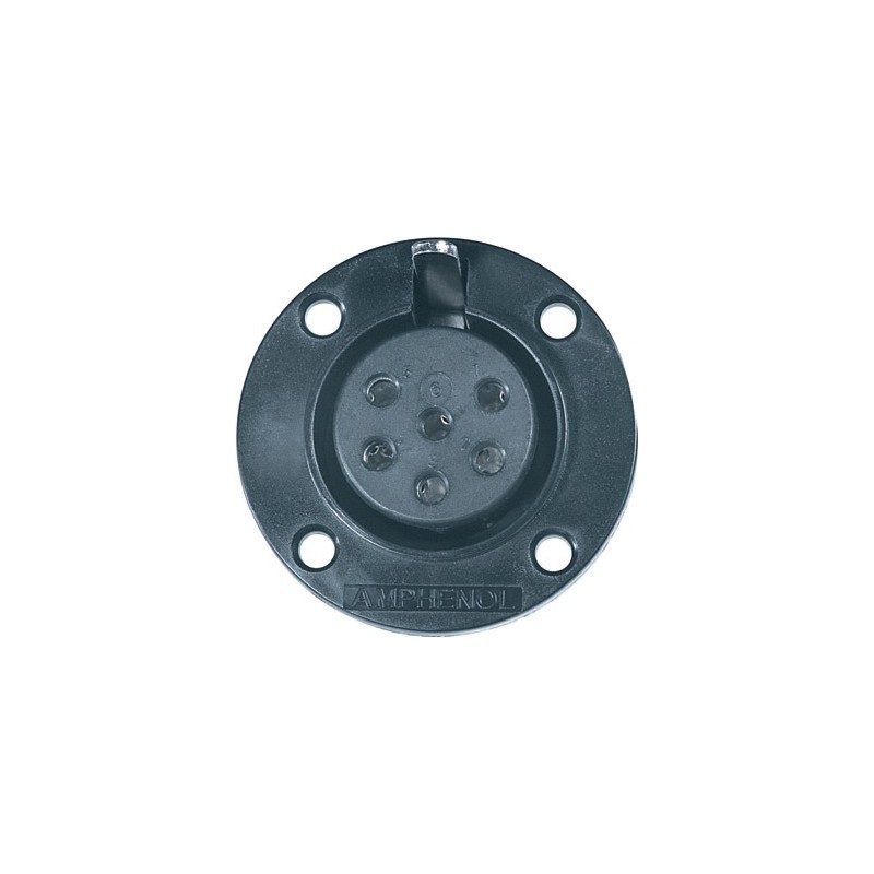 Presa da pannello di potenza serie AMPHENOL con flangia tonda in materiale termoplastico, 6 poli.
