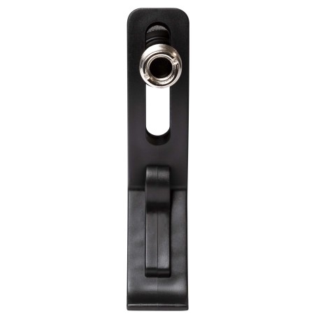 Suporte de microfone ABS com clip de fixação.