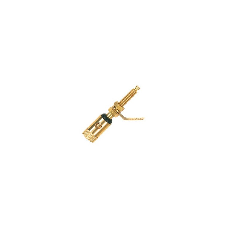 Professional single panel mount Binding Post with gold plated contacts and shell - terminal screw.