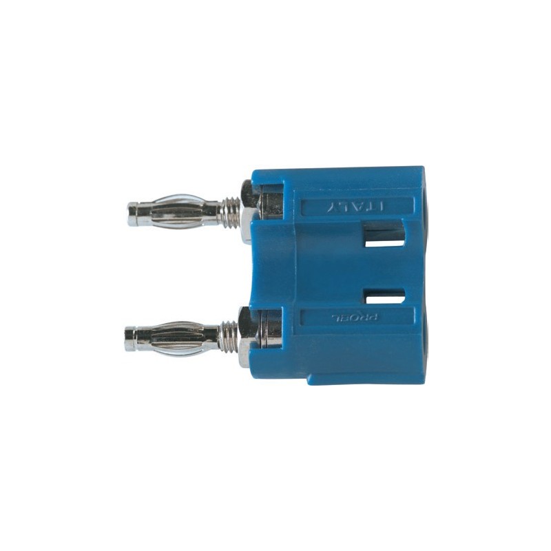 Dual banana plug with hex nut and locking washer, gold plated contacts.