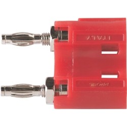 Dual banana plug with hex nut and locking washer, gold plated contacts. 2