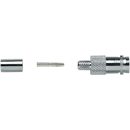 Presa volante 'BNC' 75 ohm completamente in metallo a crimpare. Per cavo RG59.
