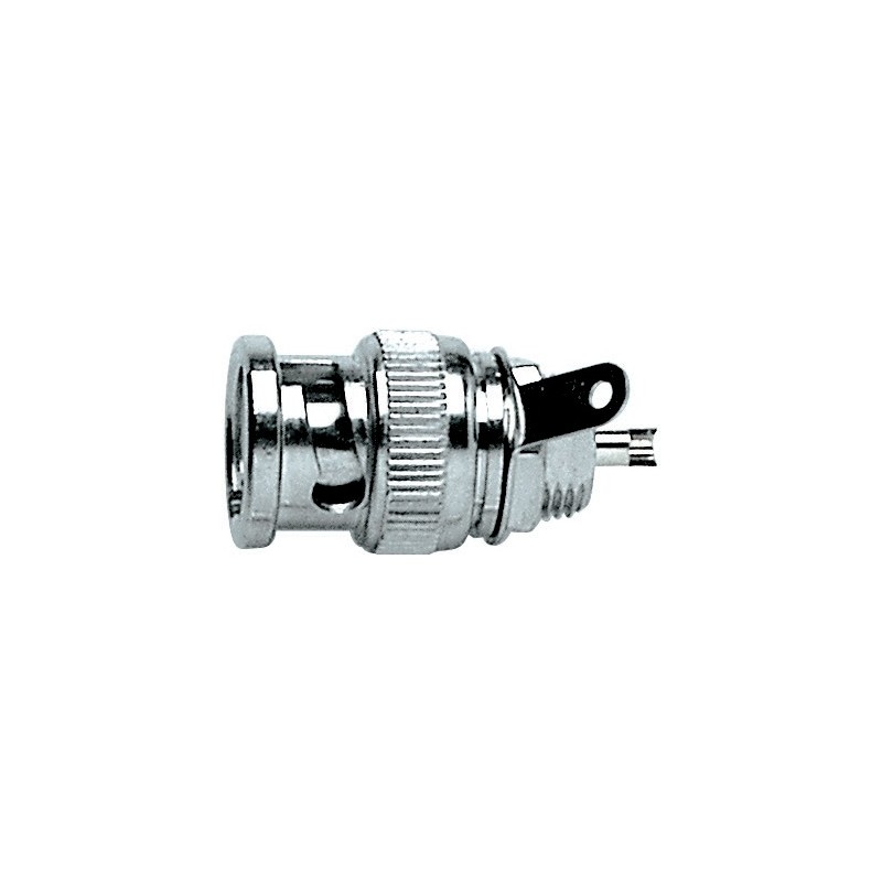 Spina da pannello a saldare 'BNC' 75 ohm completamente in metallo. Per cavo RG59.