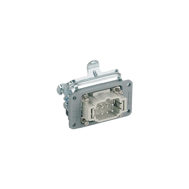 Multipin panel mount male plug with 6 silver plated contacts (+G, 16A - 400V).