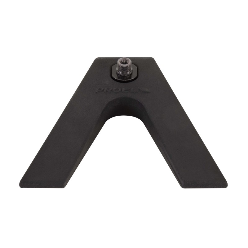 Triangular desktop heavy iron-cast base with APM40 universal adapter.