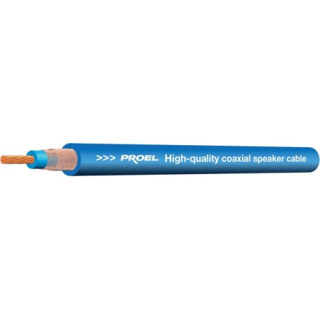 Cavo coassiale professionale a doppia schermatura con guaina esterna a diametro ridotto in PVC flessibile per casse acustiche.