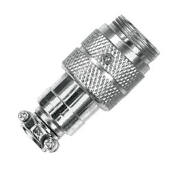 3-pole professional micro cable mount metal male plug with chrome plated metal body and threaded coupling ring. 2