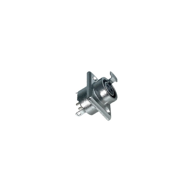 Presa da pannello XLR mini 3 poli in alluminio nichelato con push a saldare.