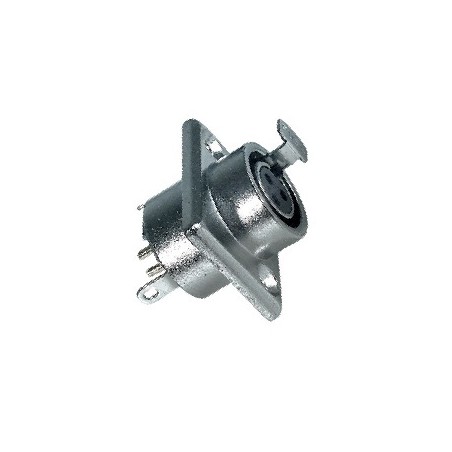 Presa da pannello XLR mini 3 poli in alluminio nichelato con push a saldare.