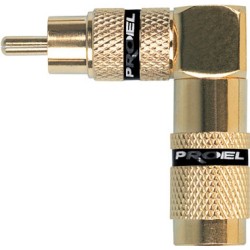 Professional RCA cable mount righangled male plug with gold plated contacts and shell, Ø 9 mm flexible cable spring. 2