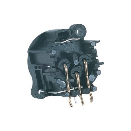 Neutrik XLR panel mount nylon male receptacle, PCB horizontal contacts, 3 poles.