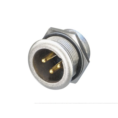 Neutrik heavy duty sealed 3P male XLR panel mount connector for outdoor use.