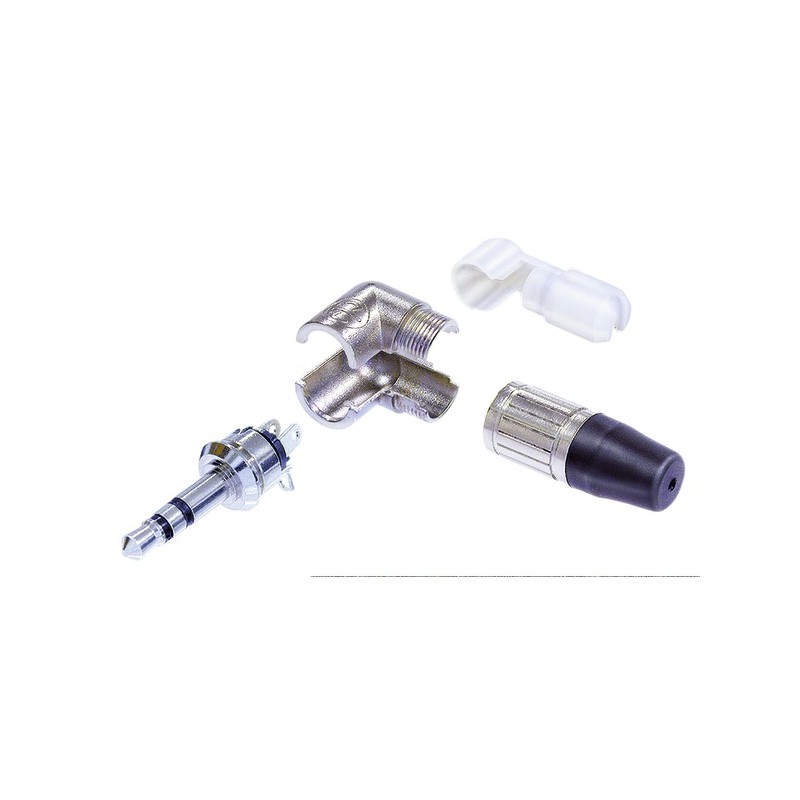 Nova ficha jack estéreo profissional de ângulo reto Neutrik, Ø 3,5 mm.