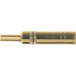 Cable mount stereo jack female socket Ø 6.3 mm. -1/4' with gold plated shell and contacts. Ø 6.5 mm flexible cable spring. 2