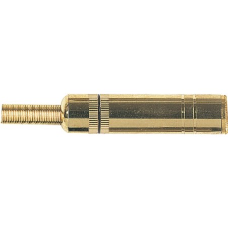 Presa volante jack stereo Ø 6.3 mm.-1/4' con manicotto e contatti dorati. Molla passacavo flessibile Ø 6.5 mm.