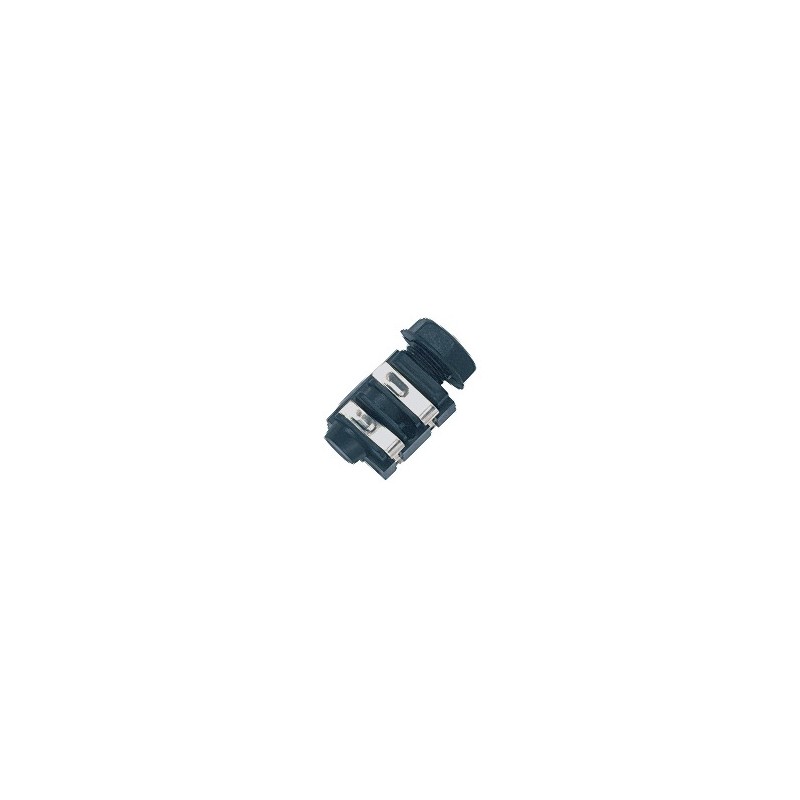 Panel mount mono jack female socket Ø 6.3 mm.-1/4', 2 poles, solder contacts.