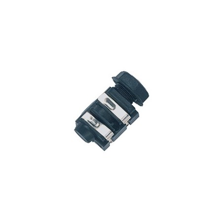 Panel mount mono jack female socket Ø 6.3 mm.-1/4', 2 poles, solder contacts.