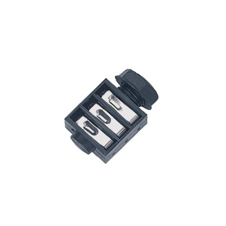 Panel mount stereo jack female socket Ø 6.3 mm.-1/4', 3 poles, solder contacts.