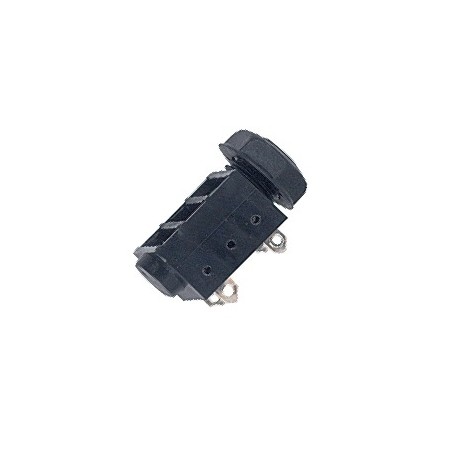 Panel mount mono jack female socket Ø 6.3 mm.-1/4', 2 poles, solder switch and contacts.