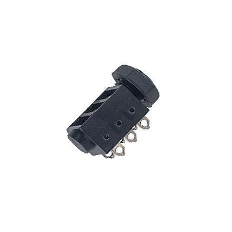 Presa da pannello jack stereo Ø 6.3 mm.-1/4' a 3 poli, con interruttore e contatti a saldare.