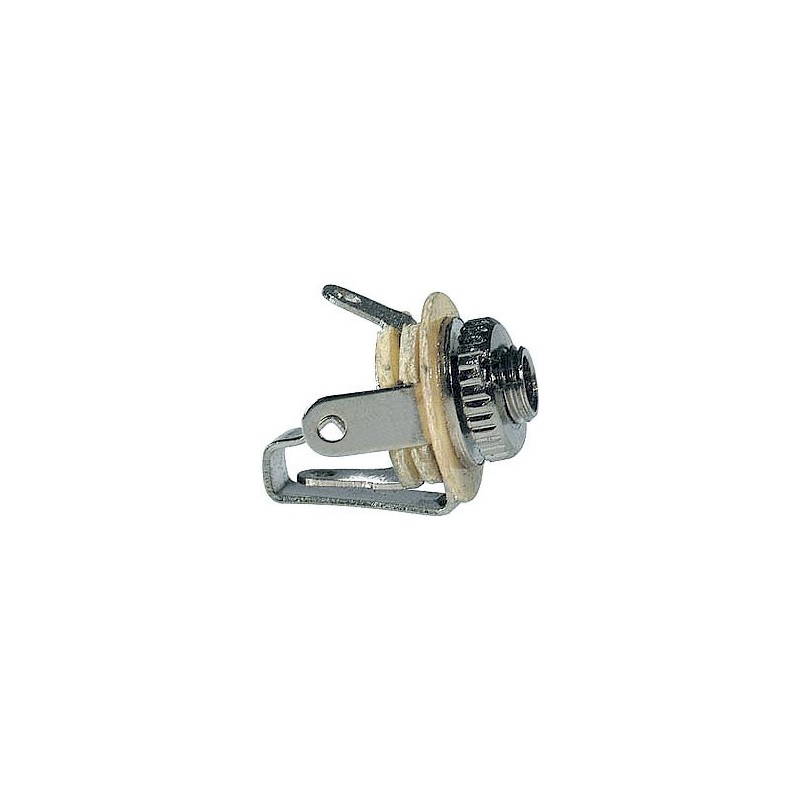 Panel mount mono jack female receptacle, Ø 2.5 mm. with switch, solder contacts.