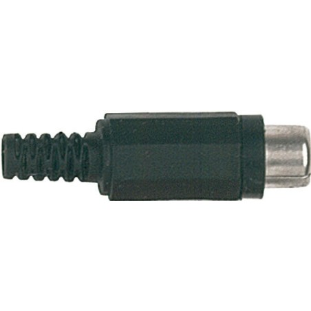 RCA cable mount female socket with PVC shell and Ø 4 mm cable spring.