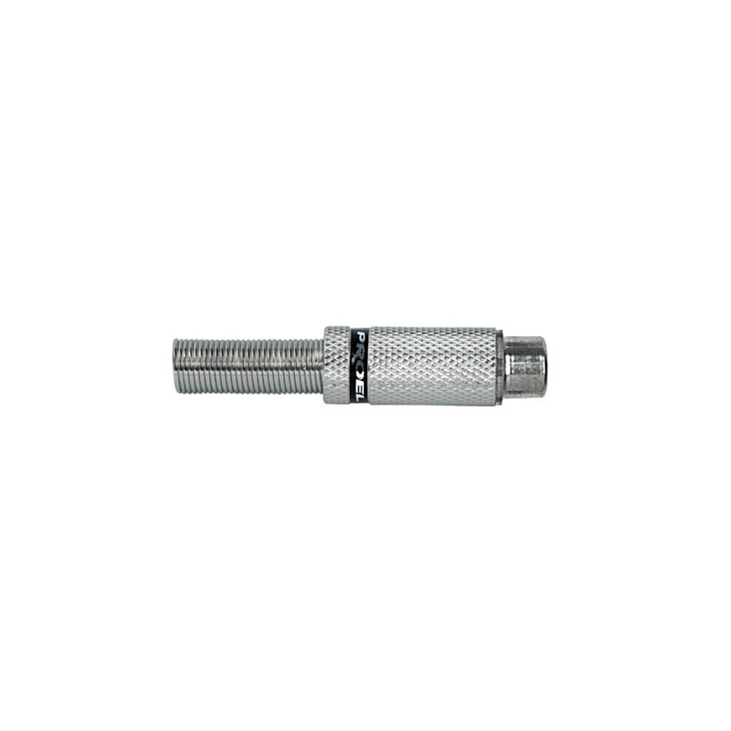 Presa volante RCA con manicotto in ottone nichelato e molla passacavo flessibile Ø 6.2 mm.