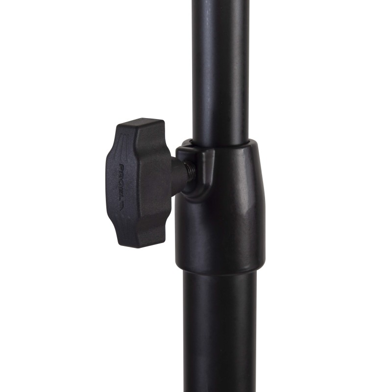 Professional large dimension microphone stand with telescopic boom.