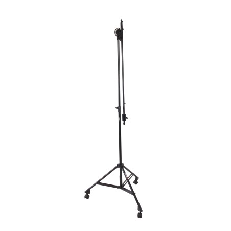 Professional large dimension microphone stand with telescopic boom large and Ø 50 mm swivel castors with brake