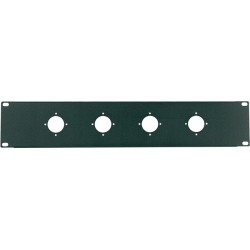 Pannello preforato 2 unità rack 19' con N. 4 fori per connettori SPEAKON Neutrik NL4MPR/NL8MPR (ø 32 mm.). 2