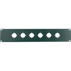 Pannello preforato 2 unità rack 19' con N. 6 fori per connettori SPEAKON Neutrik NL4MPR/NL8MPR (ø 32 mm.). 2