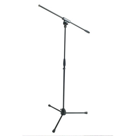 Microphone stand with boom with tripod die-cast aluminium base.