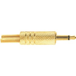Mono jack male plug Ø 3.5 mm, with gold plated shell and contacts, Ø 5 mm flexible cable spring. 2