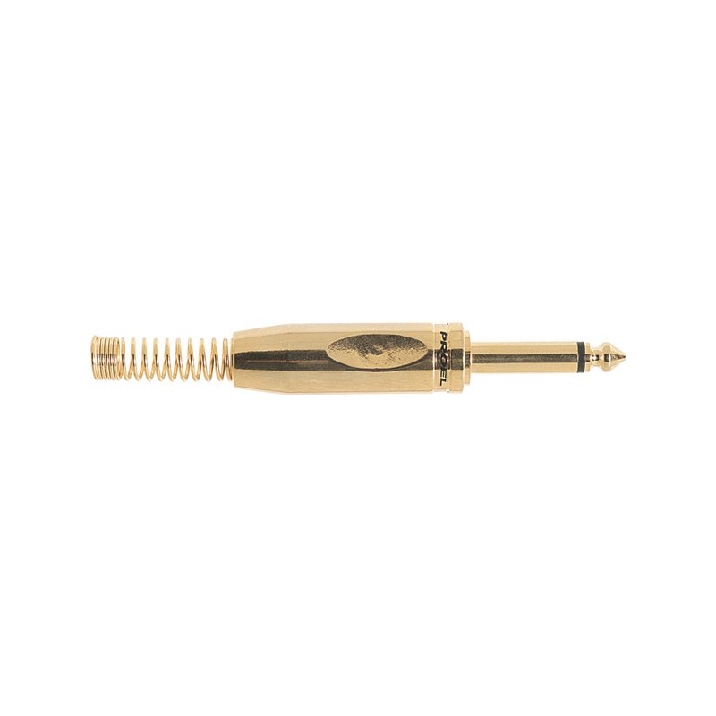 Professional mono jack male plug Ø 6.3 mm.- 1/4', Ø 7.3 mm. flexible cable spring.