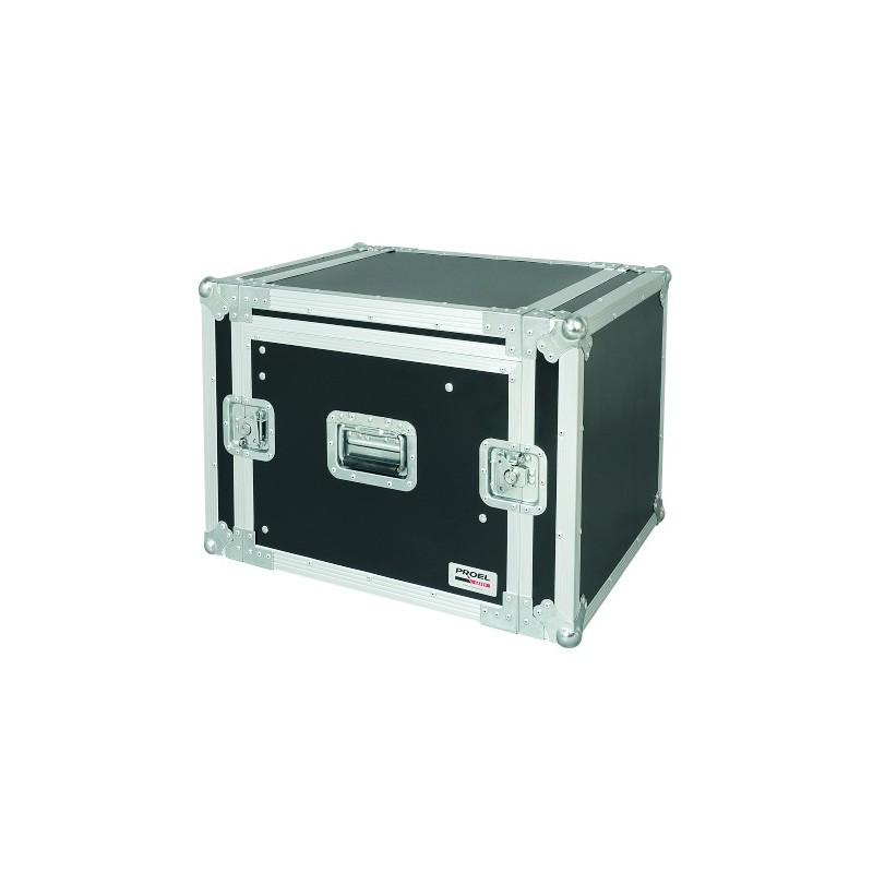 Caixa “COMBO” profissional de 19' 8U com espaço para mesa de mistura regulável em altura de 10U, 45 cm de profundidade útil.