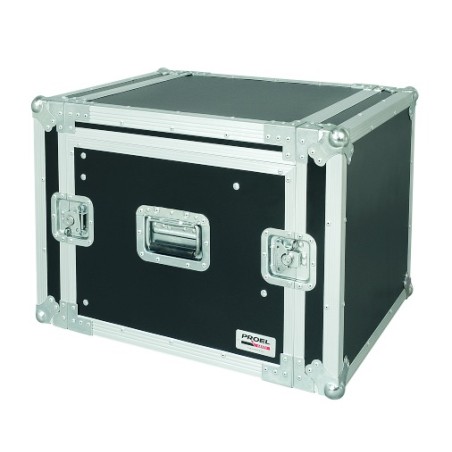Caixa “COMBO” profissional de 19' 8U com espaço para mesa de mistura regulável em altura de 10U, 45 cm de profundidade útil.