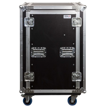 Caixa “COMBO” de 19' 18U com espaço para mesa de mistura regulável em altura de 19' 10U, 45 cm de profundidade útil.