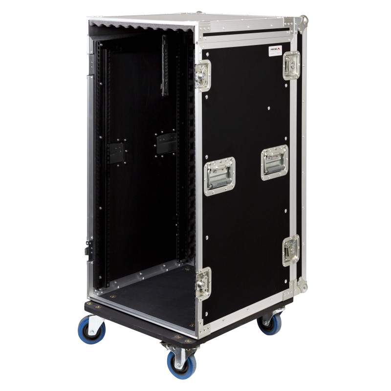 Caixa “COMBO” de 19' 20U com espaço para mesa de mistura regulável em altura de 19' 10U, 45 cm de profundidade útil.