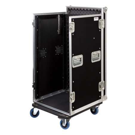 Caixa “COMBO” de 19' 20U com espaço para mesa de mistura regulável em altura de 19' 10U, 45 cm de profundidade útil.