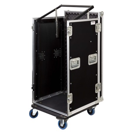 Caixa “COMBO” de 19' 20U com espaço para mesa de mistura regulável em altura de 19' 10U, 45 cm de profundidade útil.