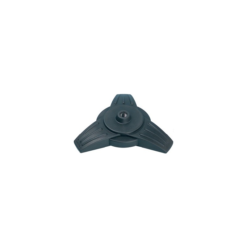 Star-shaped mini-tripod metal base with anti-vibration/ feedback rubber coating.