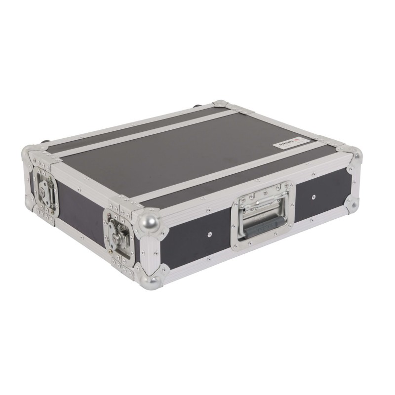 Flight case profissional 2U de 19”, 25 cm de profundidade útil.