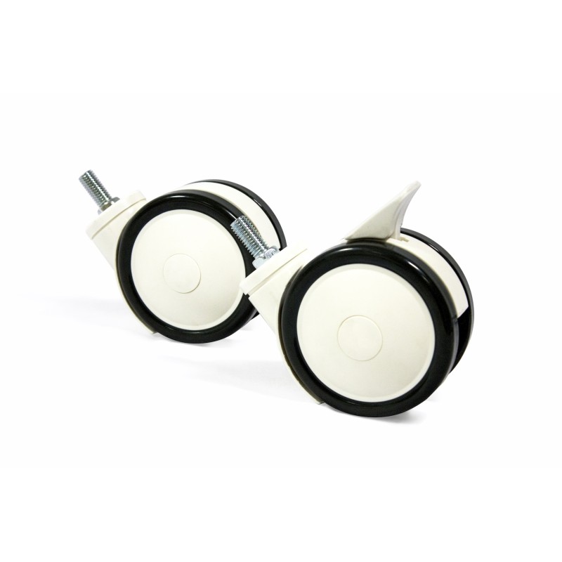 Set di 4 ruote professionali (2 con freno) che possono essere utilizzate solo con i supporti PRSS20, PRSS30 e PRSS40.