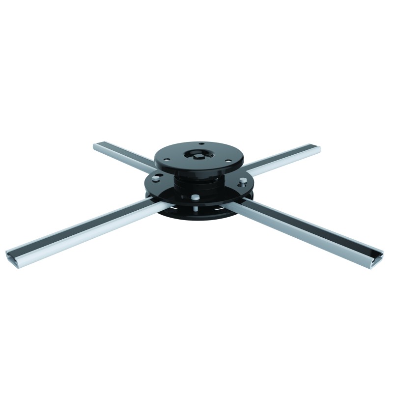 Supporto in alluminio da soffitto per proiettori fino a 20 kg di peso con sistema antifurto (lucchetto non incluso).