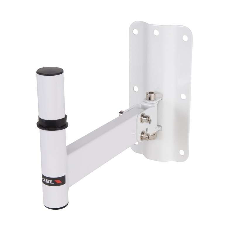 Robusto supporto in acciaio tubolare a parete per casse acustiche di ridotte dimensioni.