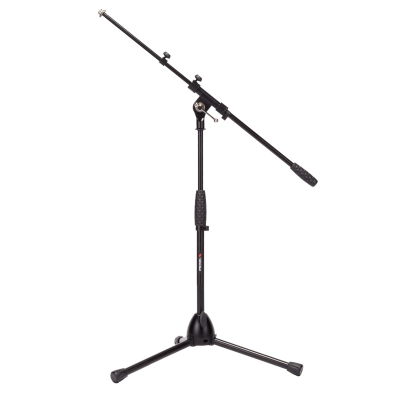 Suporte de microfone profissional baixo com girafa telescópica.
