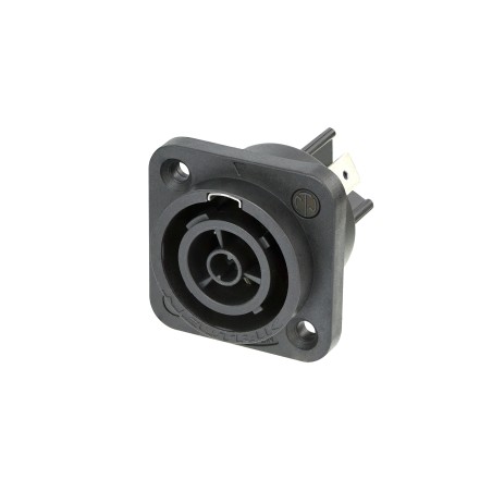 Tomada Neutrik "powerCON TRUE1" TOP 16A (EUA: 20A) fêmea para painel, com terminais planos de 1/4’’.