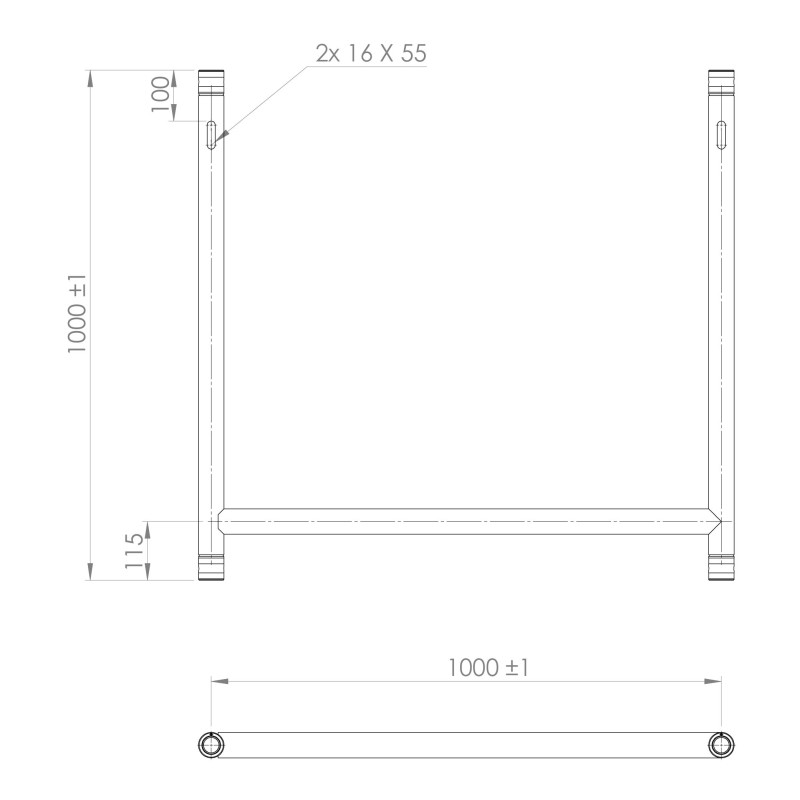 H-TUBE black aluminum width 100 cm height 100 cm