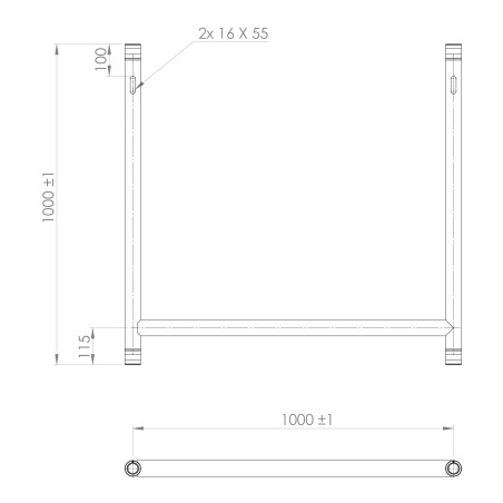 H-TUBE black aluminum width 100 cm height 100 cm